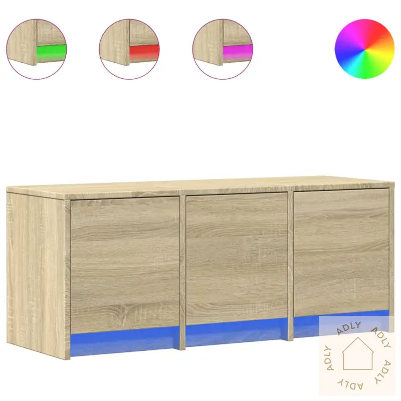 Tv-Benk Med Led Sonoma Eik 97X34X40 Cm Konstruert Tre
