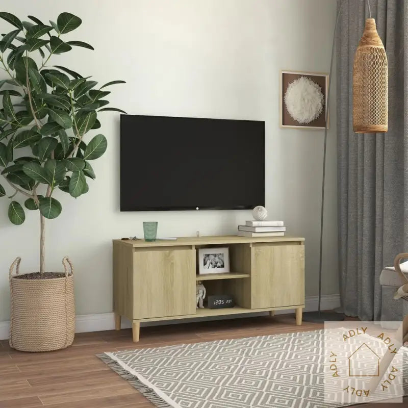 Tv-Benk Med Ben I Heltre Sonoma Eik 103,5X35X50 Cm