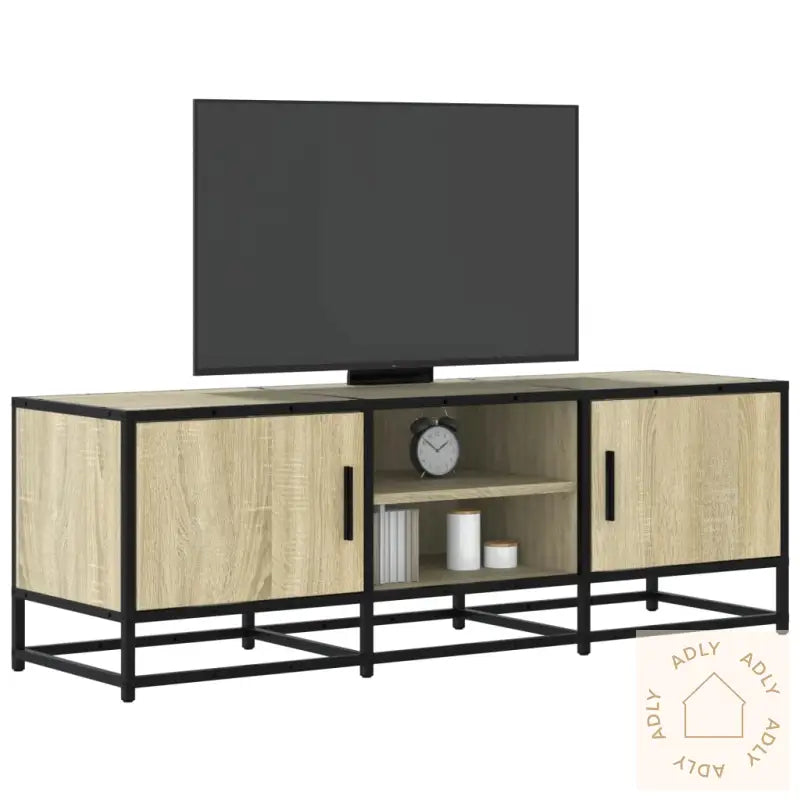 Tv-Benk Sonoma Eik 120X35X41 Cm Konstruert Tre Og Metall