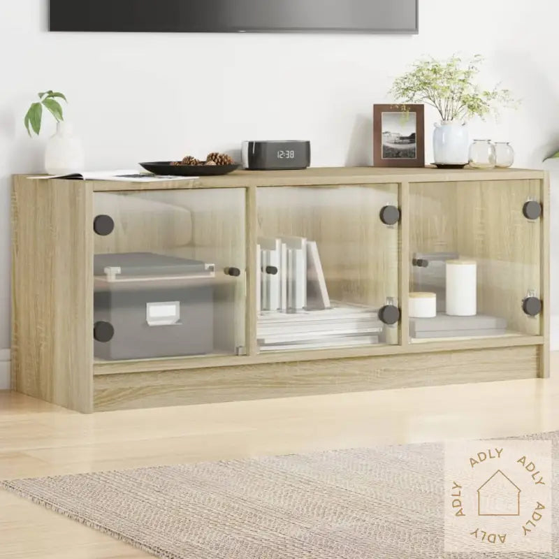 Tv-Benk Med Dør Sonoma Eik 102X37X42 Cm