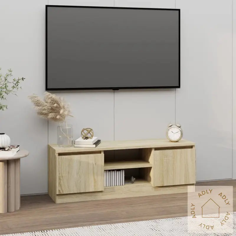 Tv-Benk Med Dør Sonoma Eik 102X30X36 Cm