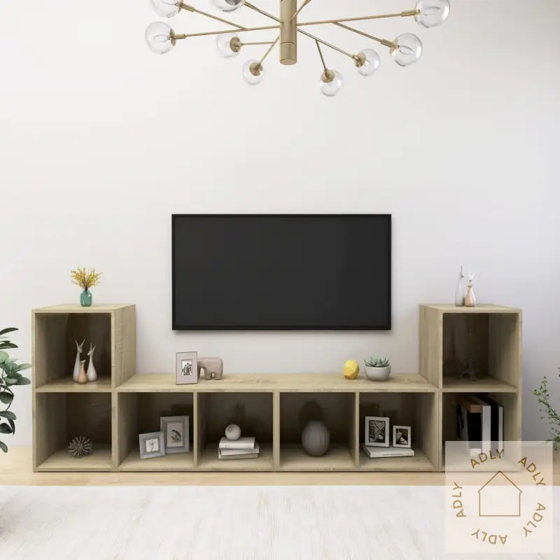 Tv-Benker 4 Stk Sonoma Eik 72X35X36,5 Cm Konstruert Tre