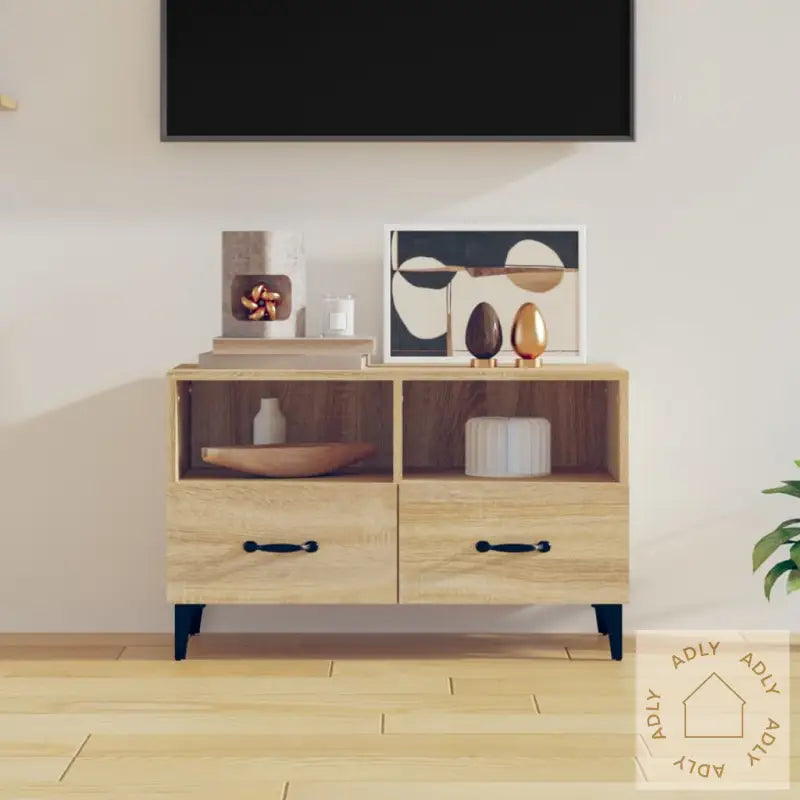 Tv-Benk Sonoma Eik 80X36X50 Cm Konstruert Tre
