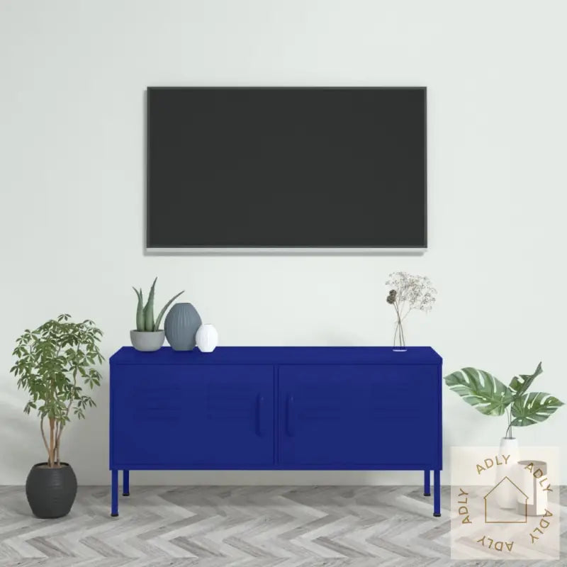 Tv-Benk Marineblå 105X35X50 Cm Stål