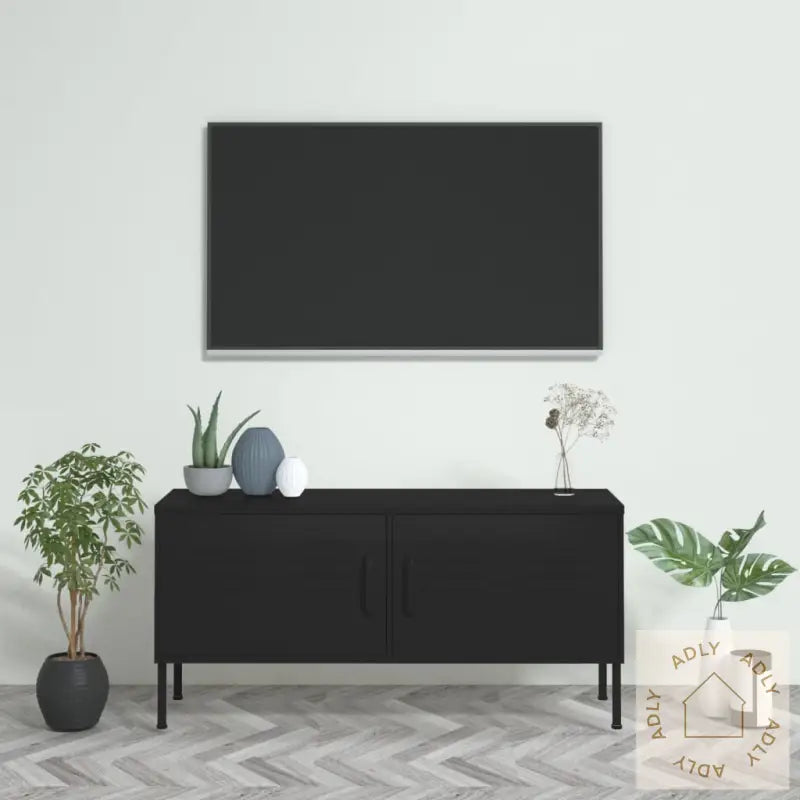 Tv-Benk Svart 105X35X50 Cm Stål