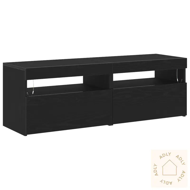 Tv Kabinetter Med Led Lys 2 Stk Svart Eik 60X35X40 Cm Konstruert Tre