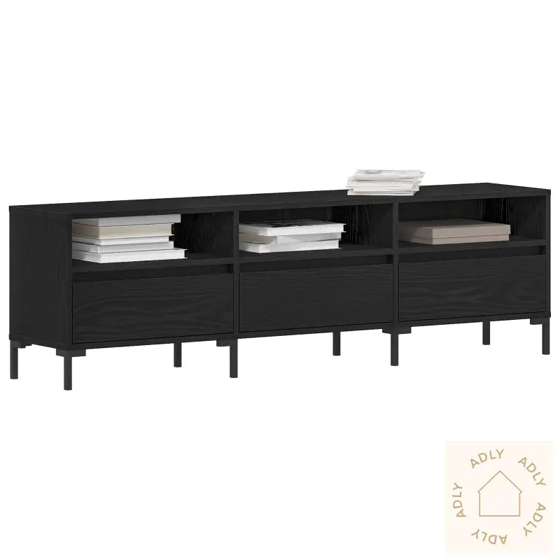 Tv-Benk Svart Eik 150X30X44,5 Cm Konstruert Tre