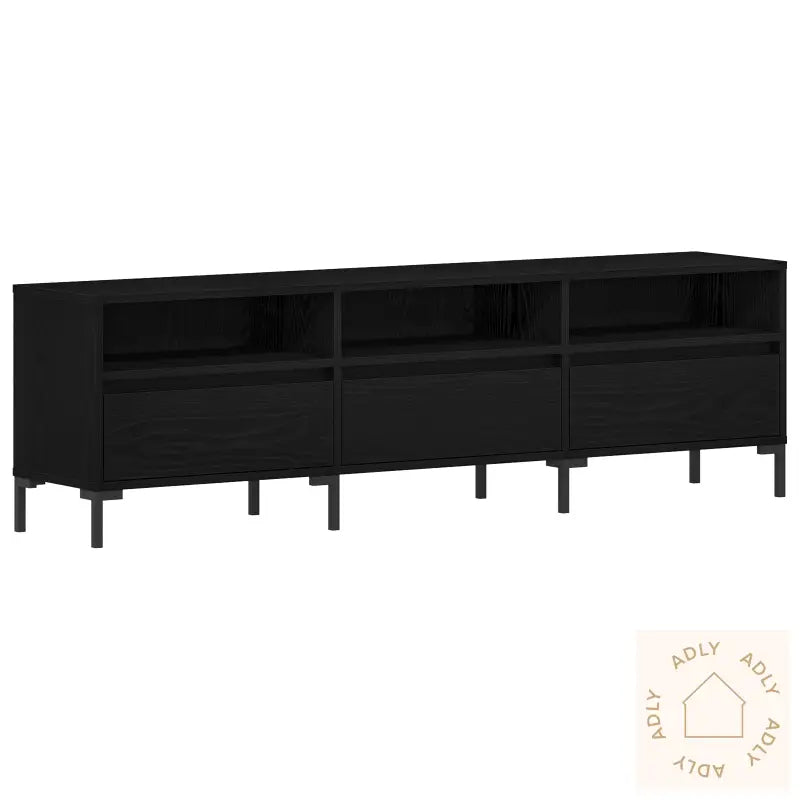 Tv-Benk Svart Eik 150X30X44,5 Cm Konstruert Tre