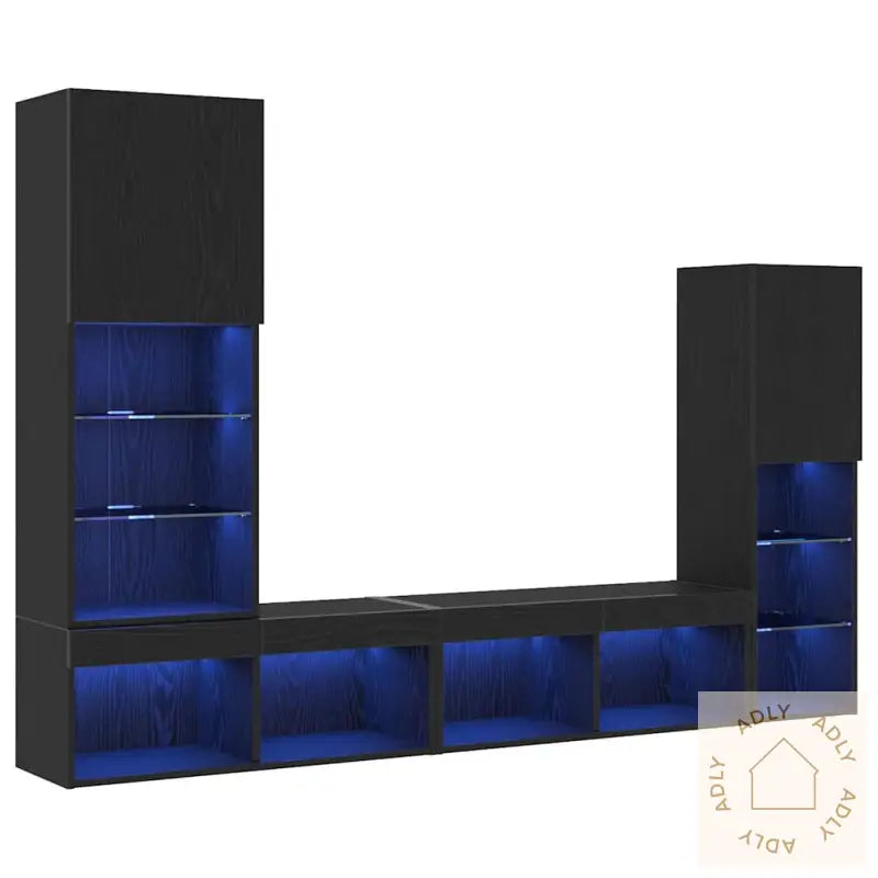 Led Tv-Skap Svart Eik 30.5X30X102 Cm Laget Av Tre