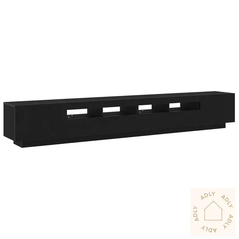 Tv-Skap Med Led-Lys I Svart Eik 260X35X40 Cm Av Konstruert Tre