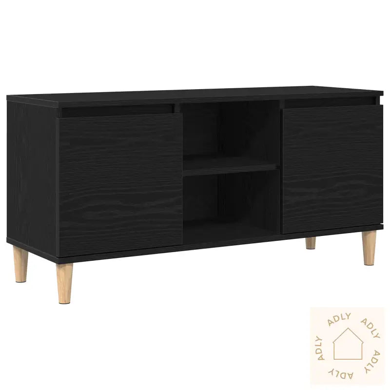 Tv-Benk Med Trebein Svart Eik 102X35X50 Cm