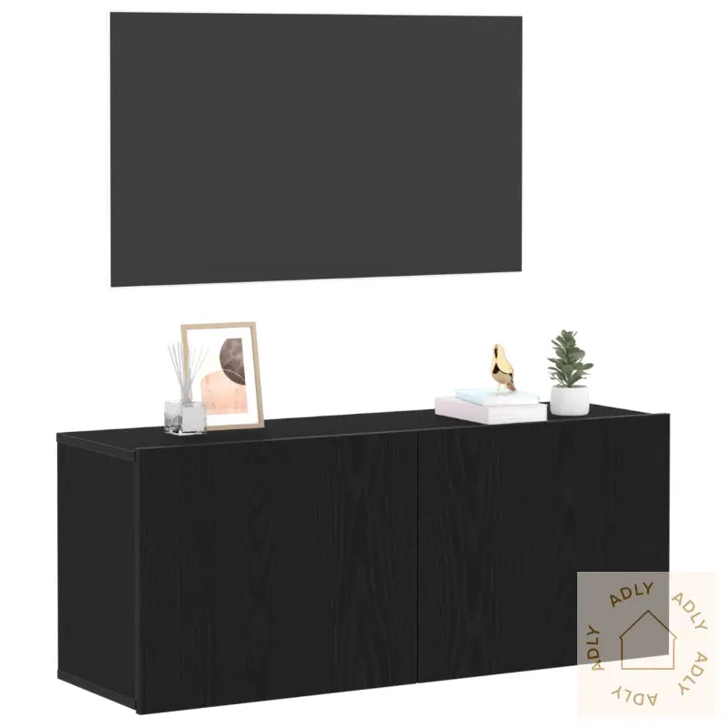 Tv Veggskap Svart Eik 100X30X41 Cm Konstruert Tre