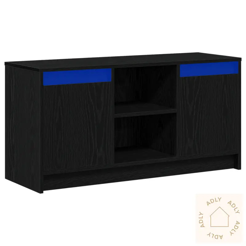 Tv-Skap Med Led-Belysning I Svart Eik, 100X34X50 Cm, Laget Av Konstruert Tre