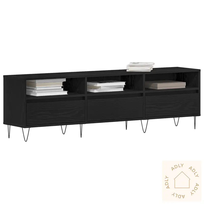 Tv-Benk Svart Eik 150X30X44,5 Cm Konstruert Tre