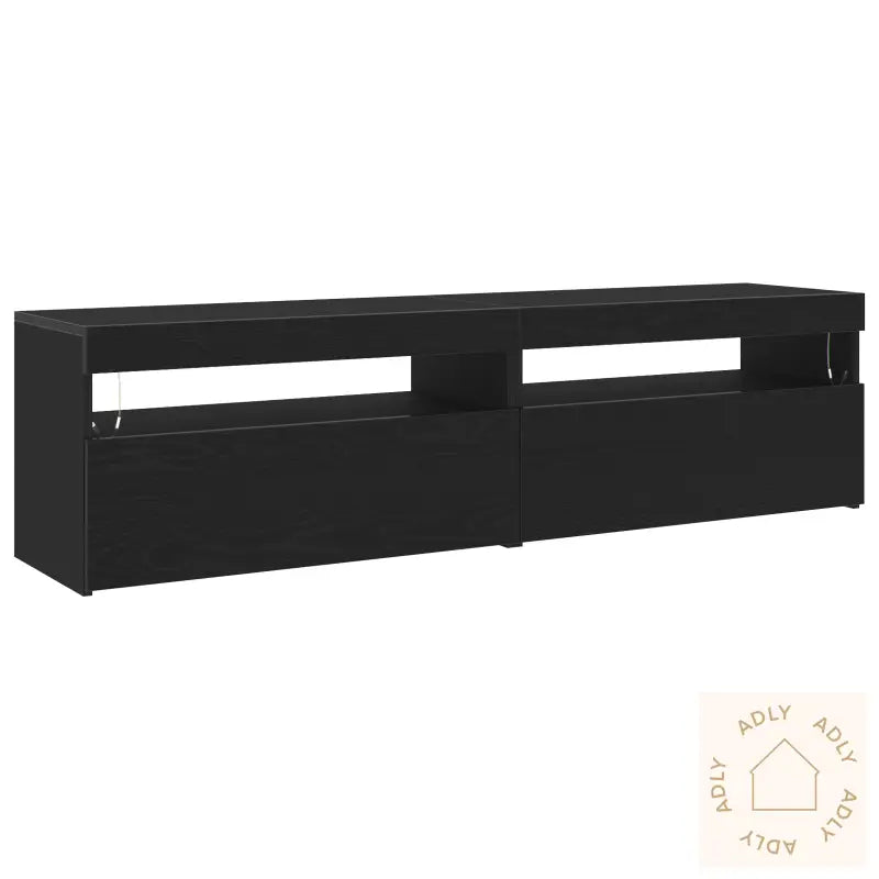 Tv-Skap Med Led-Lys 2 Stk Svart Eik 75X35X40 Cm Konstruert Tre