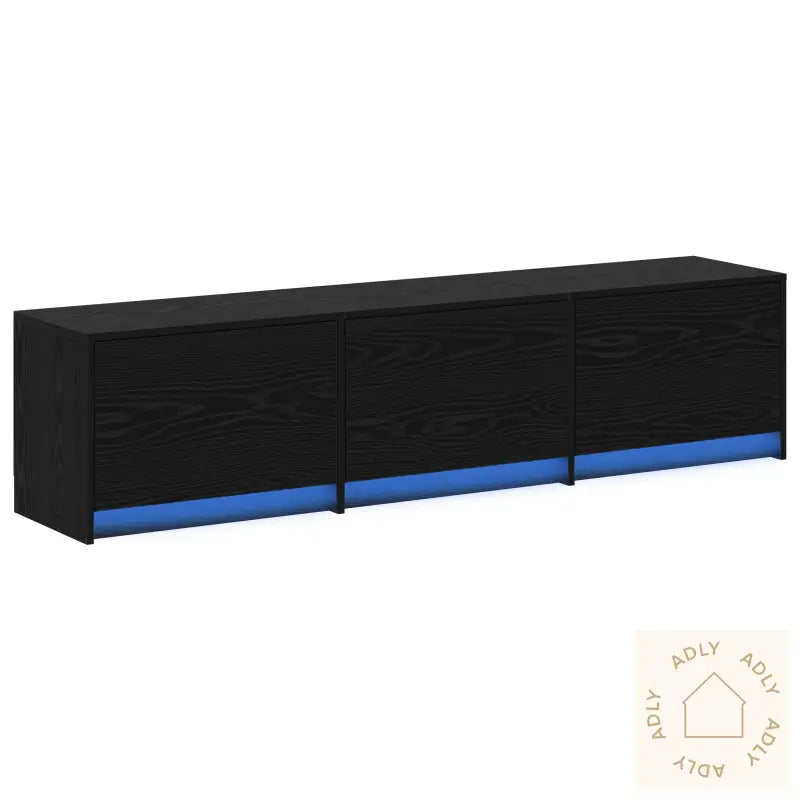 Tv-Stativ Med Led Svart Eik 162,5X34X40 Cm Konstruert Tre