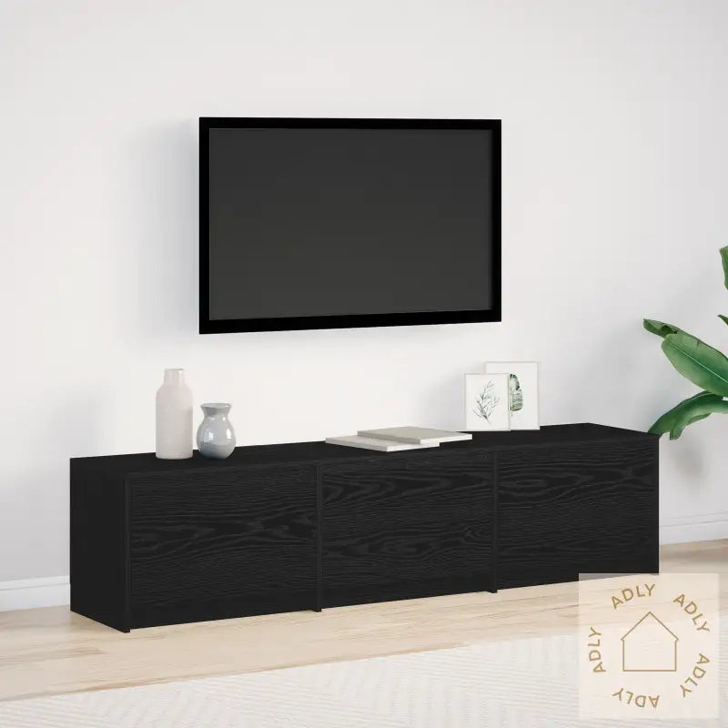 Tv-Stativ Med Led Svart Eik 162,5X34X40 Cm Konstruert Tre