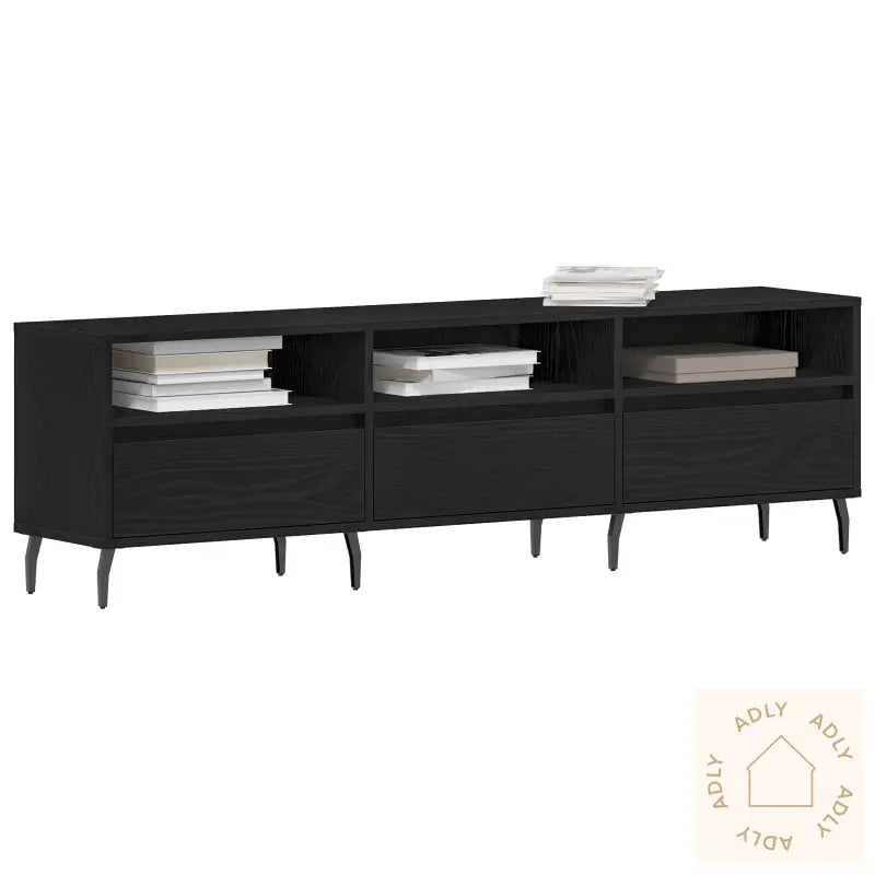 Tv-Benk Svart Eik 150X30X44,5 Cm Konstruert Tre
