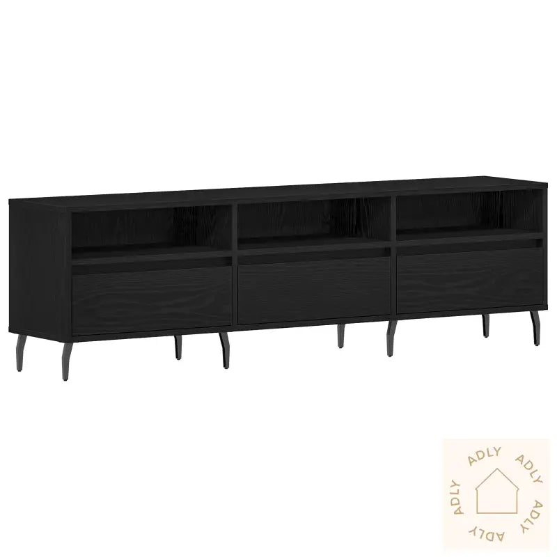 Tv-Benk Svart Eik 150X30X44,5 Cm Konstruert Tre
