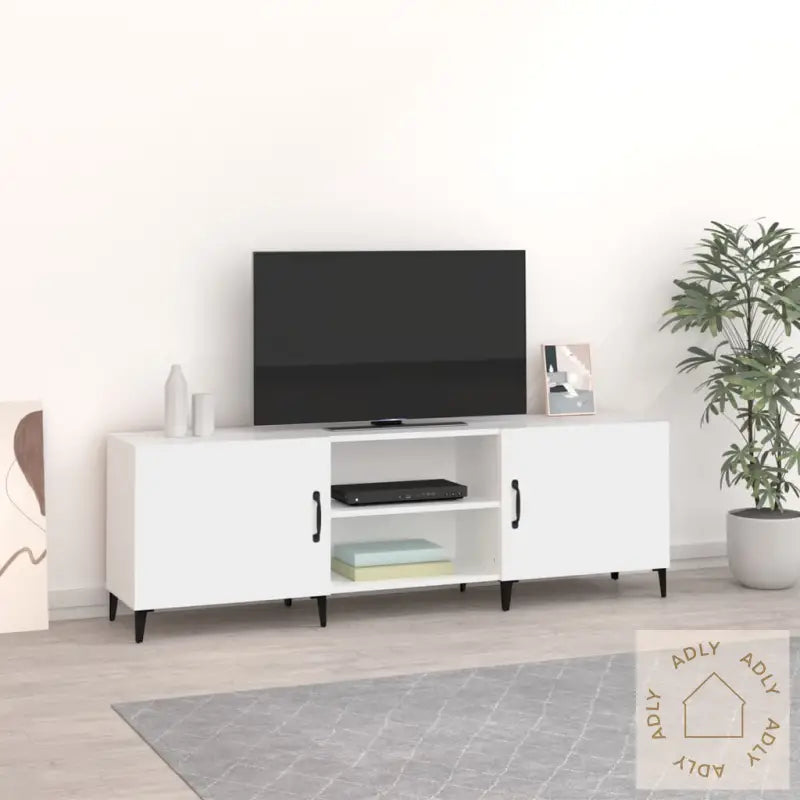 Tv-Benk Hvit 150X30X50 Cm Konstruert Tre