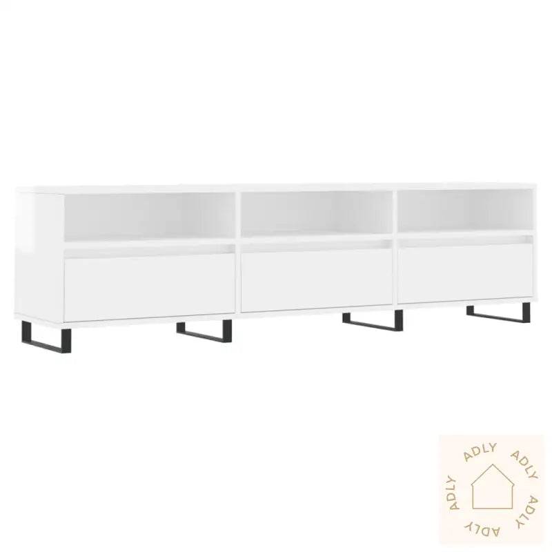 Tv-Benk Høyglans Hvit 150X30X44,5 Cm Konstruert Tre