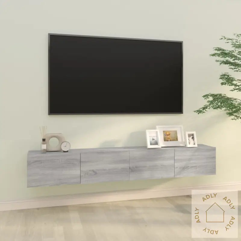 Vegghengte Tv-Benker Grå Sonoma 100X30X30 Cm Konstruert Tre
