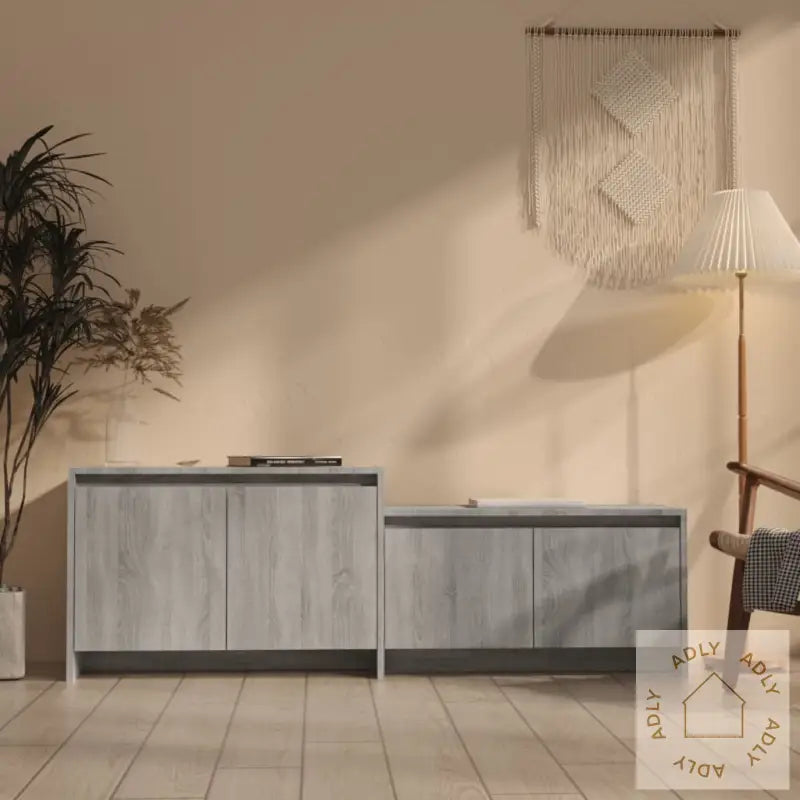 Tv-Benk Grå Sonoma Eik 146,5X35X50 Cm Konstruert Tre