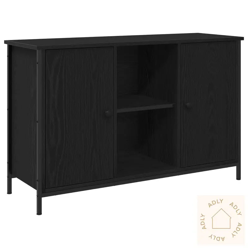 Tv-Skap Svart Eik 101X35X65 Cm Konstruert Tre Og Stål