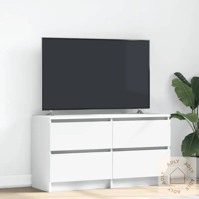 Tv-Benk Hvit 100X35X54 Cm Konstruert Tre