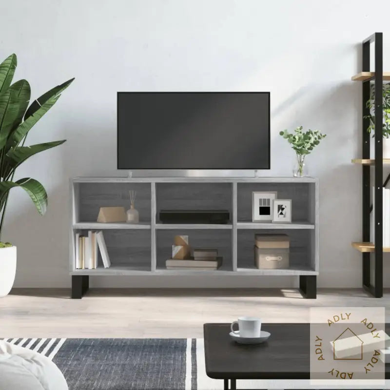 Tv-Benk Grå Sonoma 103,5X30X50 Cm Konstruert Tre