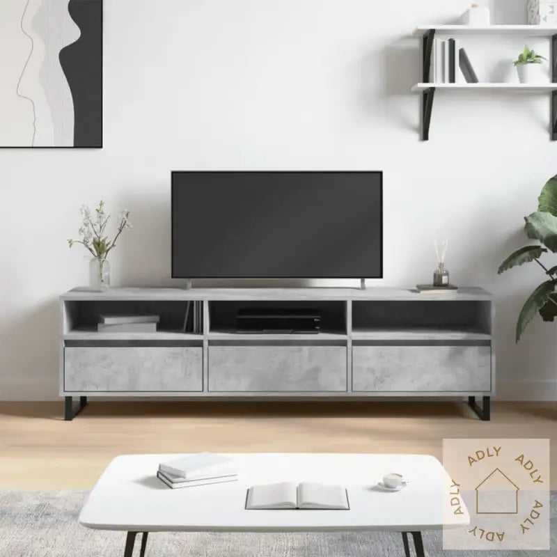 Tv-Benk Betonggrå 150X30X44,5 Cm Konstruert Tre