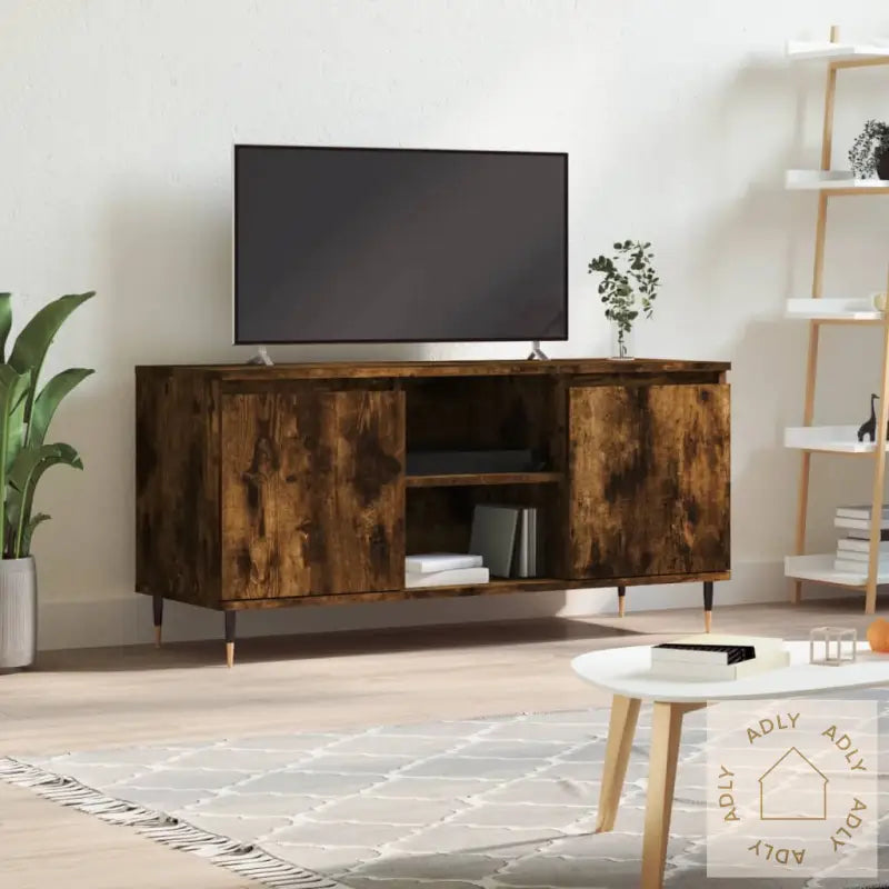 Tv-Benk Røkt Eik 104X35X50 Cm Konstruert Tre
