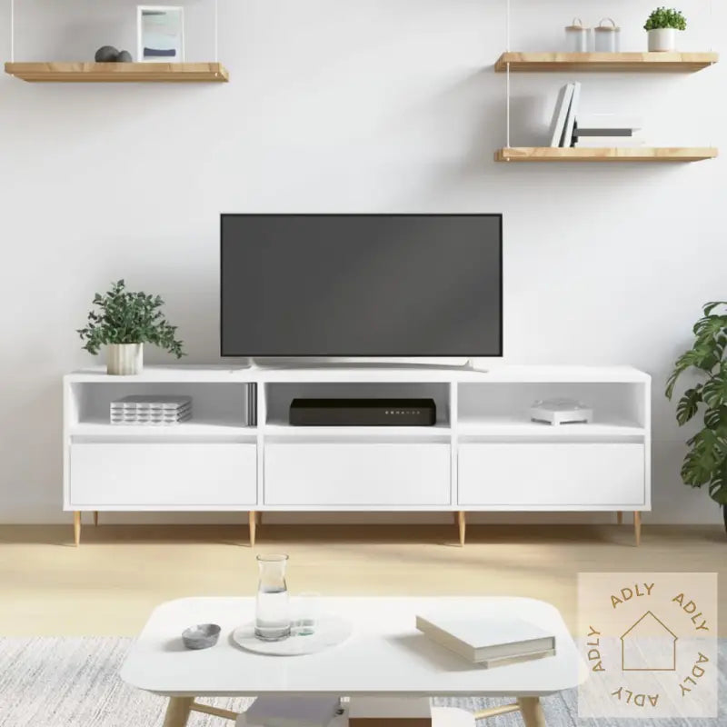 Tv-Benk Hvit 150X30X44,5 Cm Konstruert Tre