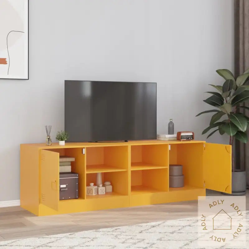 Tv-Benker 2 Stk Sennepsgul 67X39X44 Cm Stål