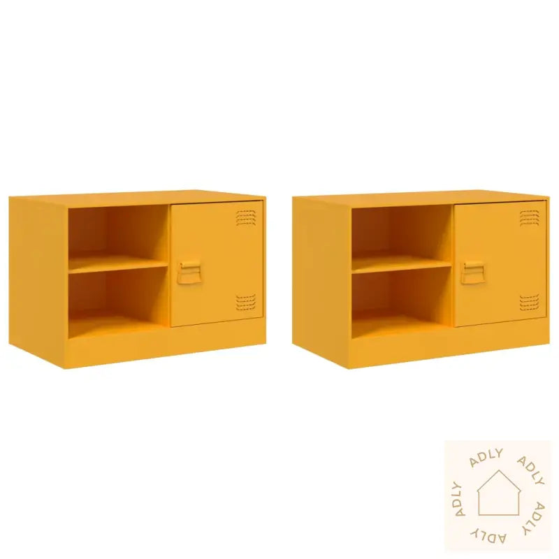 Tv-Benker 2 Stk Sennepsgul 67X39X44 Cm Stål