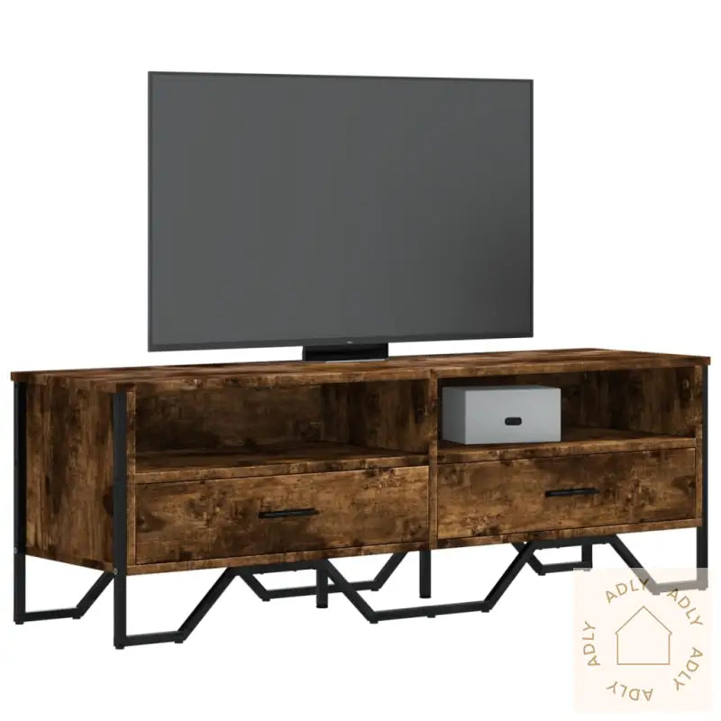 Tv-Benk Røkt Eik 122X34X41 Cm Konstruert Tre