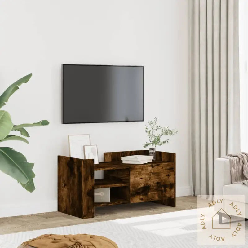 Tv-Benk Røkt Eik 80X35X40 Cm Konstruert Tre
