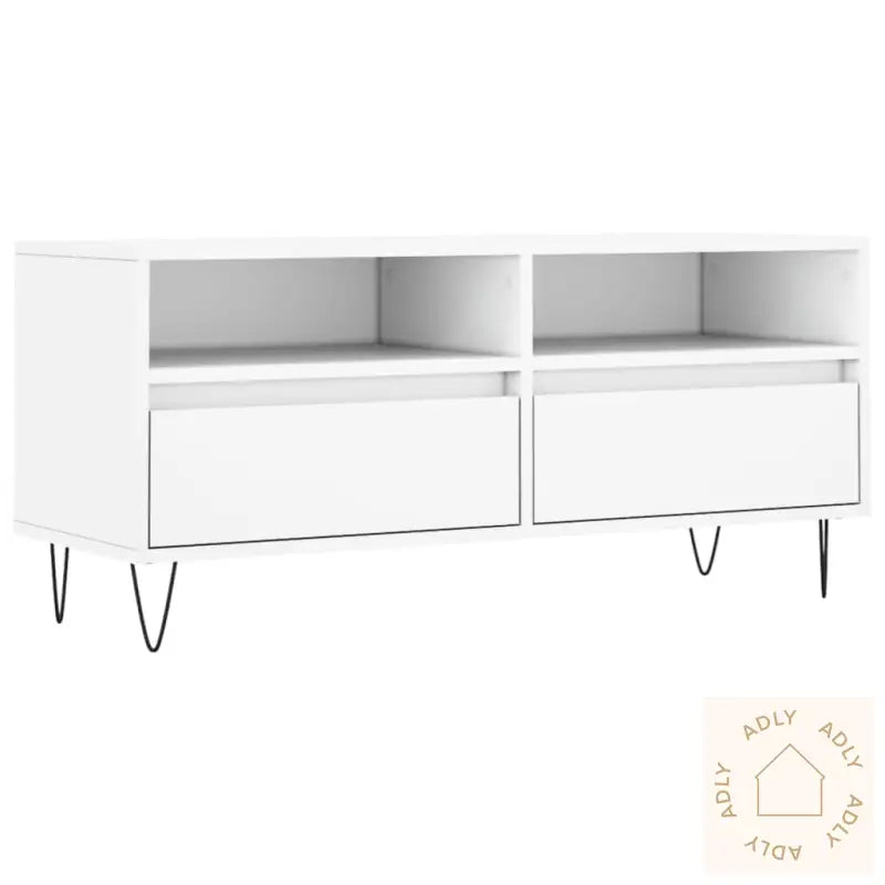 Tv-Benk Hvit 100X34,5X44,5 Cm Konstruert Tre