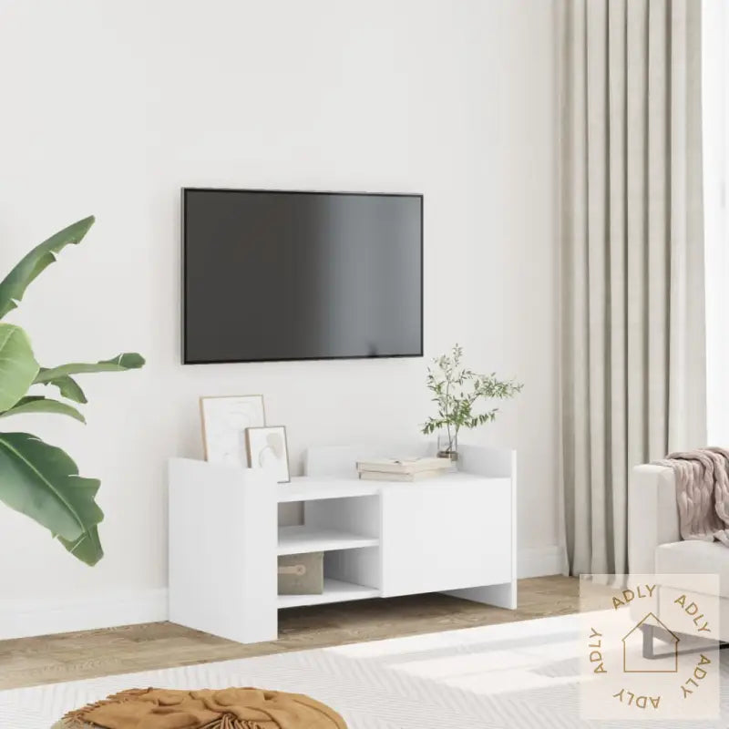 Tv-Benk Hvit 80X35X40 Cm Konstruert Tre