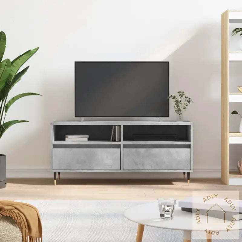 Tv-Benk Betonggrå 100X34,5X44,5 Cm Konstruert Tre