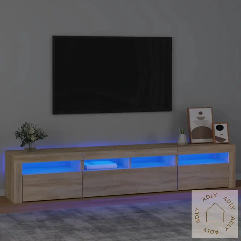 Tv-Benk Med Led-Lys Sonoma Eik 210X35X40 Cm