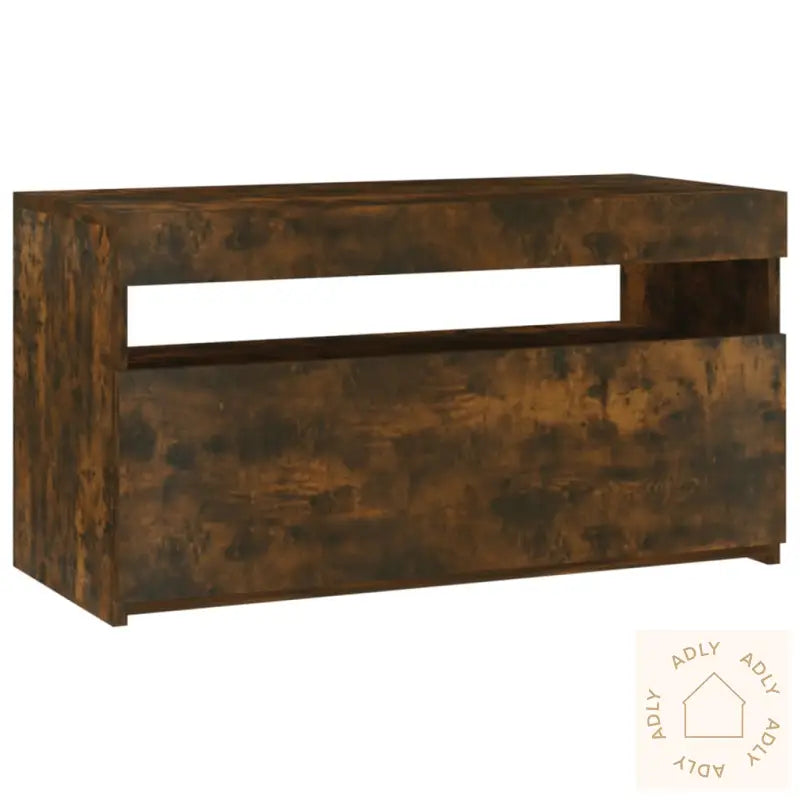 Tv-Benk Med Led-Lys Røkt Eik 75X35X40 Cm