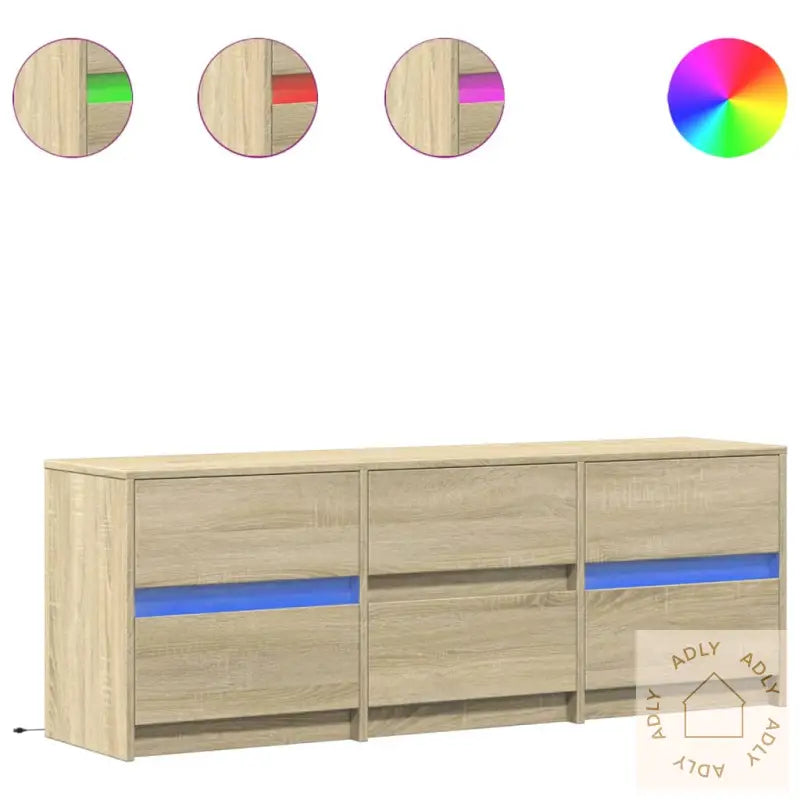 Tv-Benk Med Led Sonoma Eik 140X34X50 Cm Konstruert Tre