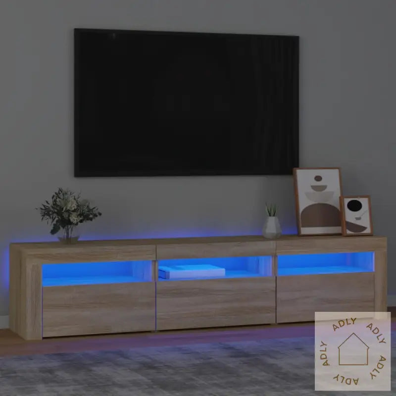 Tv-Benk Med Led-Lys Sonoma Eik 180X35X40 Cm