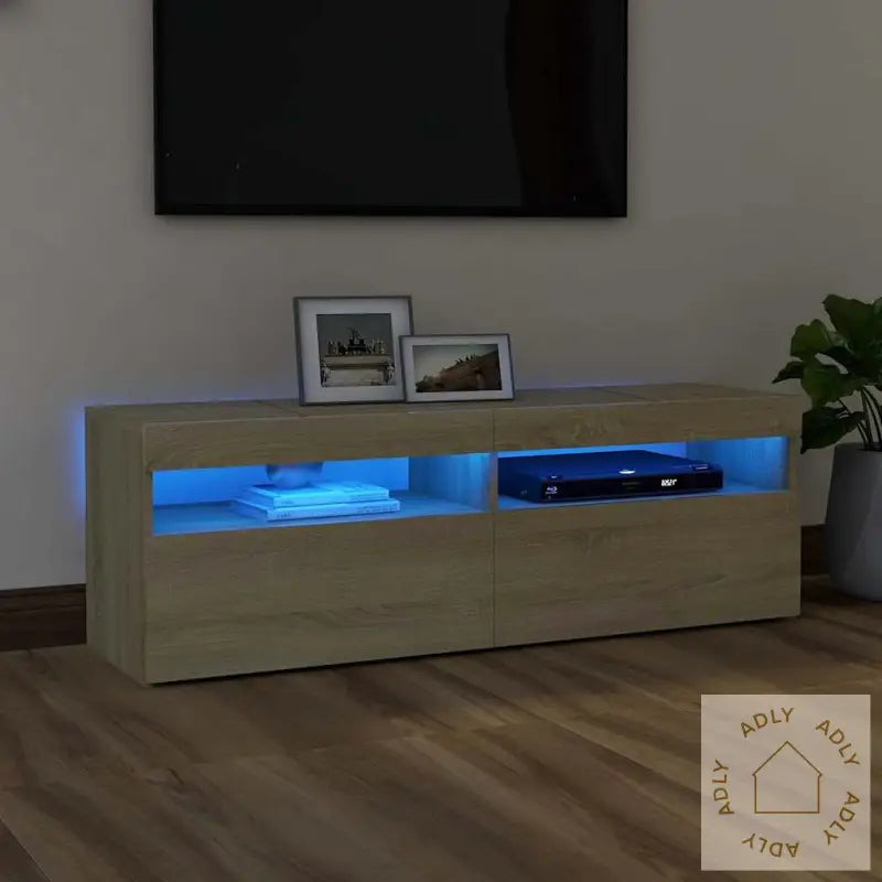 Tv-Benk Med Led-Lys Sonoma Eik 120X35X40 Cm