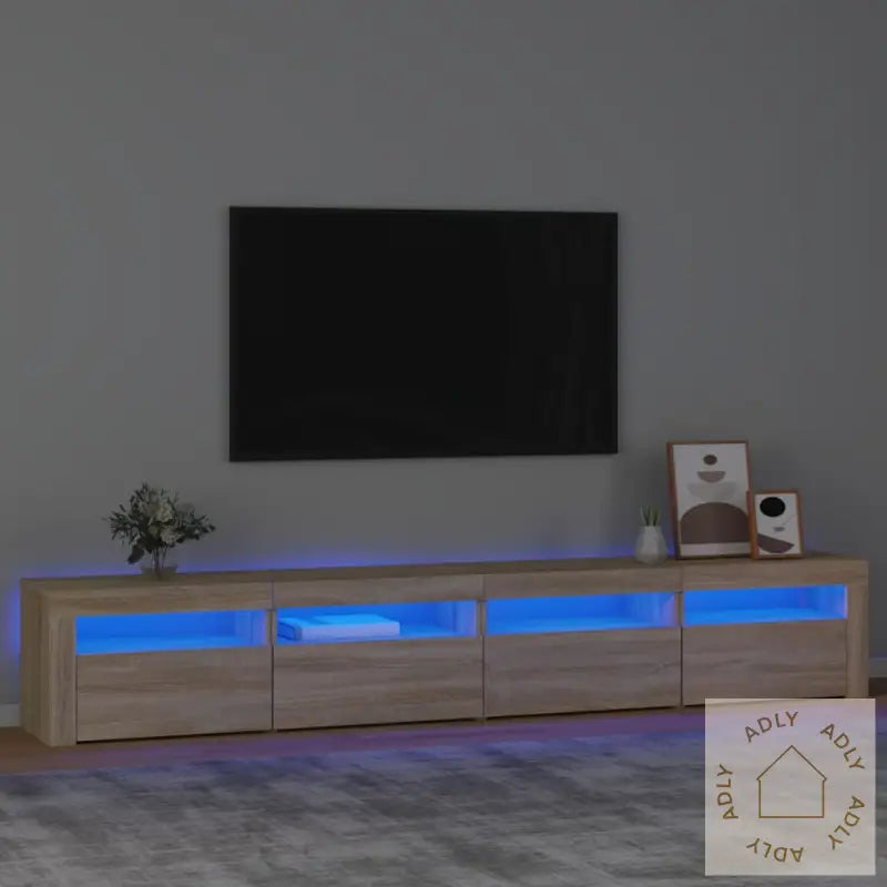 Tv-Benk Med Led-Lys Sonoma Eik 240X35X40 Cm
