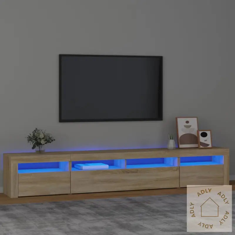 Tv-Benk Med Led-Lys Sonoma Eik 240X35X40 Cm