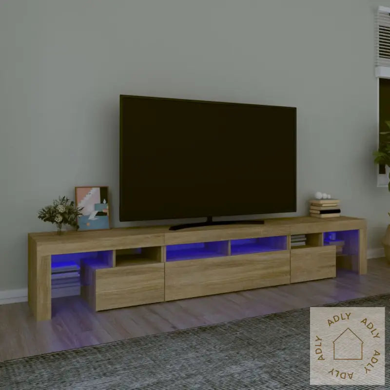 Tv-Benk Med Led-Lys Sonoma Eik 230X36,5X40 Cm
