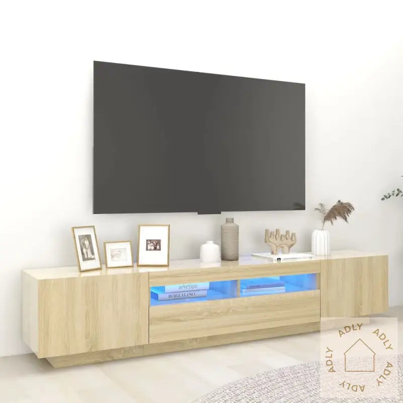 Tv-Benk Med Led-Lys Sonoma Eik 200X35X40 Cm