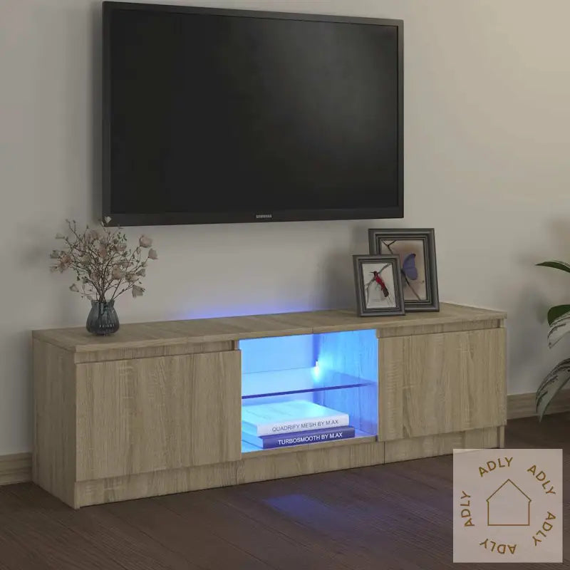 Tv-Benk Med Led-Lys Sonoma Eik 120X30X36 Cm